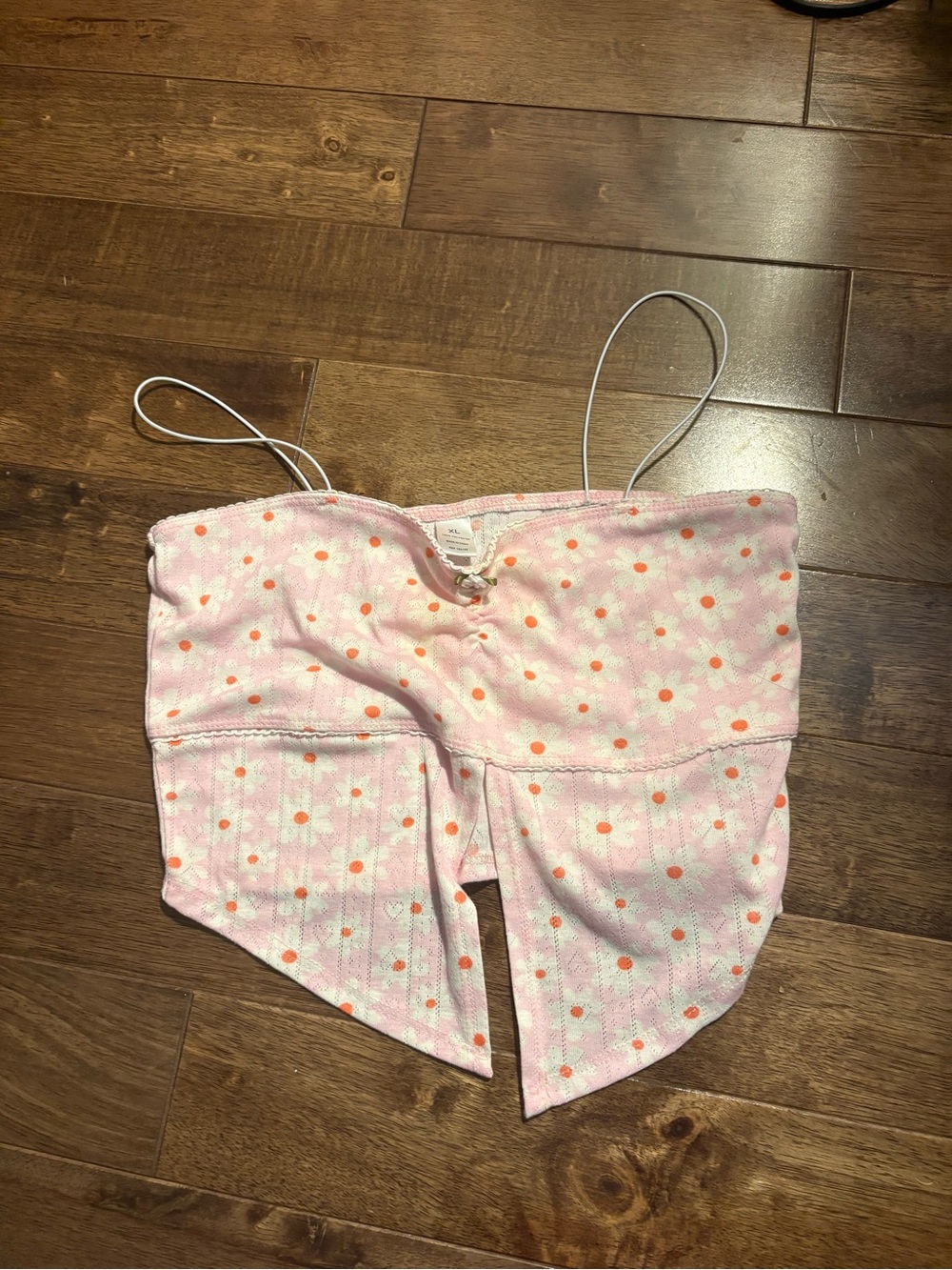 Pink Daisy Print Cropped Cami Top